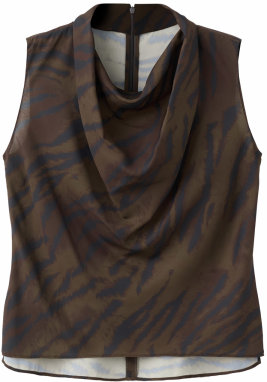 MANGO Blúzka 'GRETA'  námornícka modrá / hnedá / sépiová