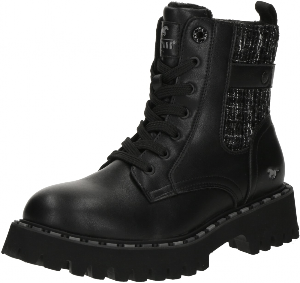 MUSTANG Šnurovacie členkové čižmy  čierna