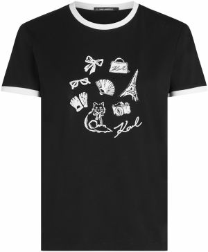 Karl Lagerfeld Tričko  sivá / čierna / biela