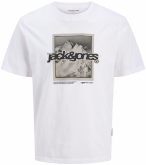 JACK & JONES Tričko 'JCOFLARE'  tmavošedá / čierna / biela