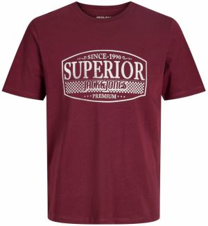 Jack & Jones Premium Tričko 'JPRBLUNOAH'  vínovo červená / biela