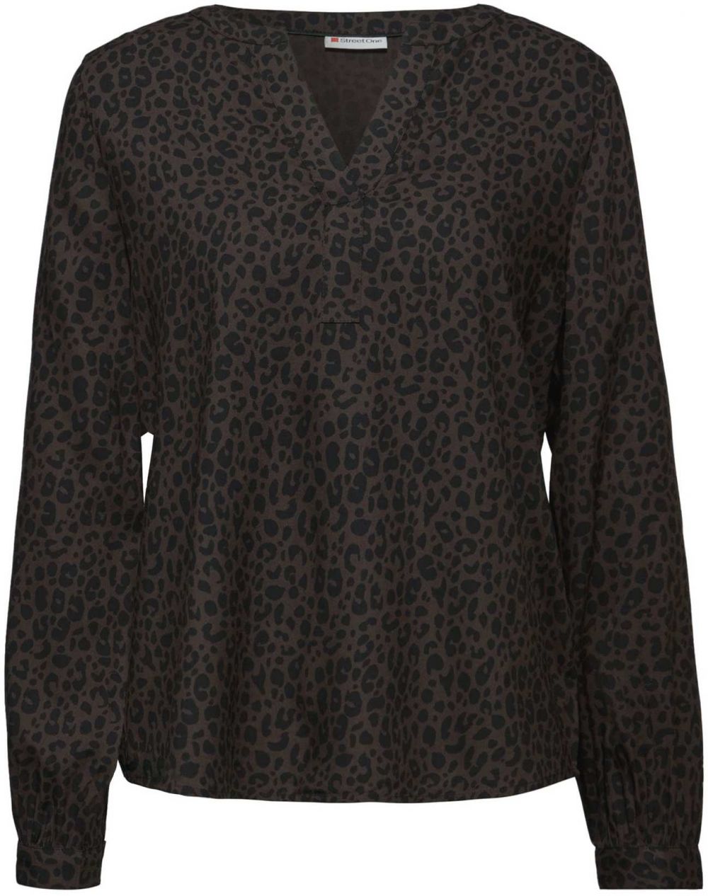 STREET ONE Blúzka  tmavohnedá / čierna
