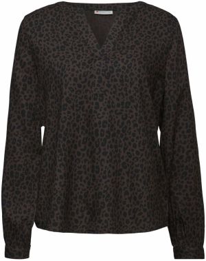 STREET ONE Blúzka  tmavohnedá / čierna