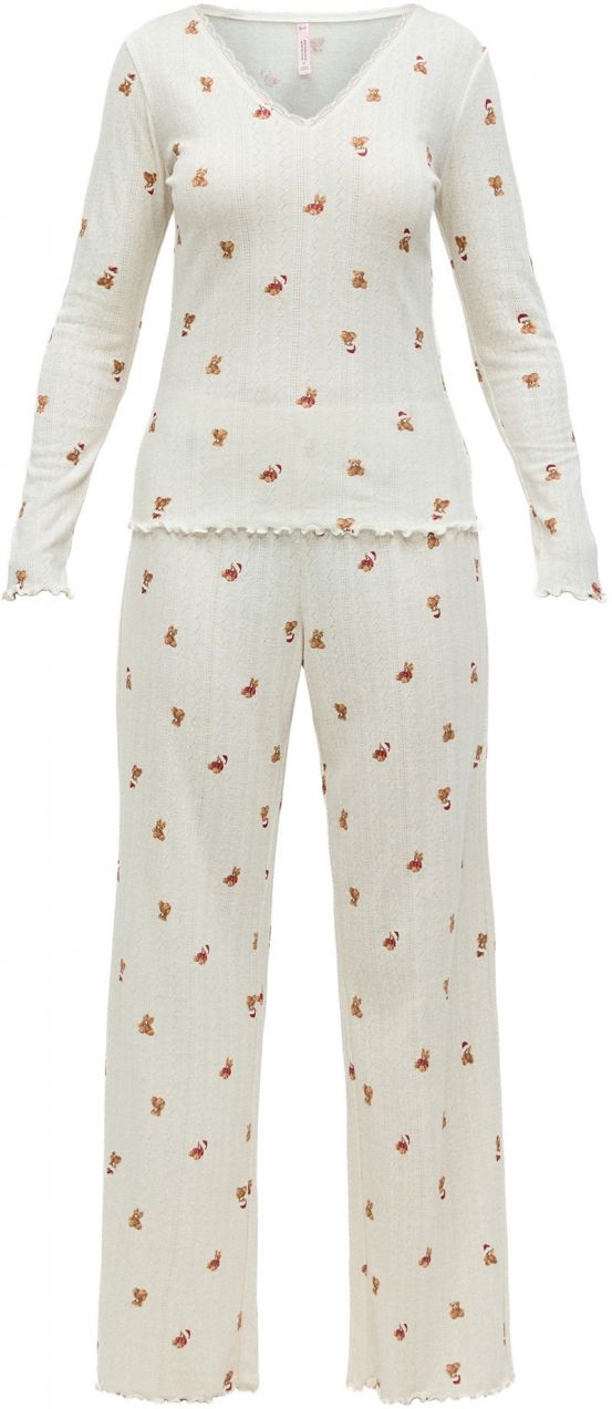 Hunkemöller Pyžamo  krémová / hnedá / brusnicová