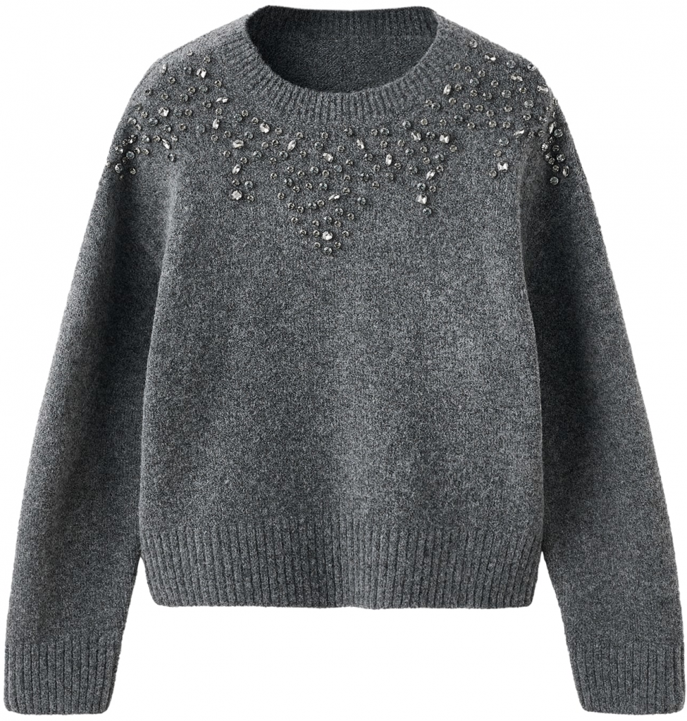 MANGO Sveter 'ESTRELLA'  sivá melírovaná