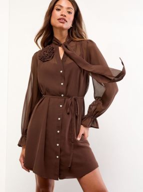 Lipsy Košeľové šaty  čokoládová