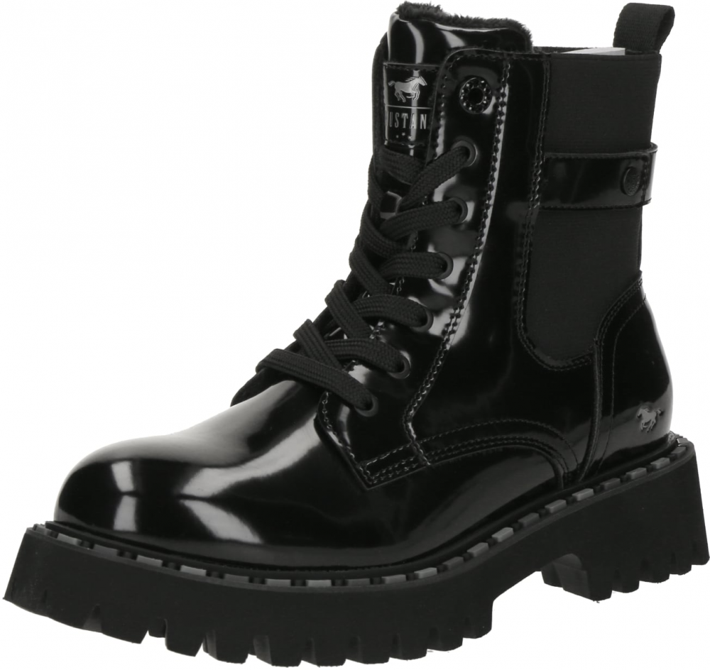 MUSTANG Šnurovacie členkové čižmy  čierna