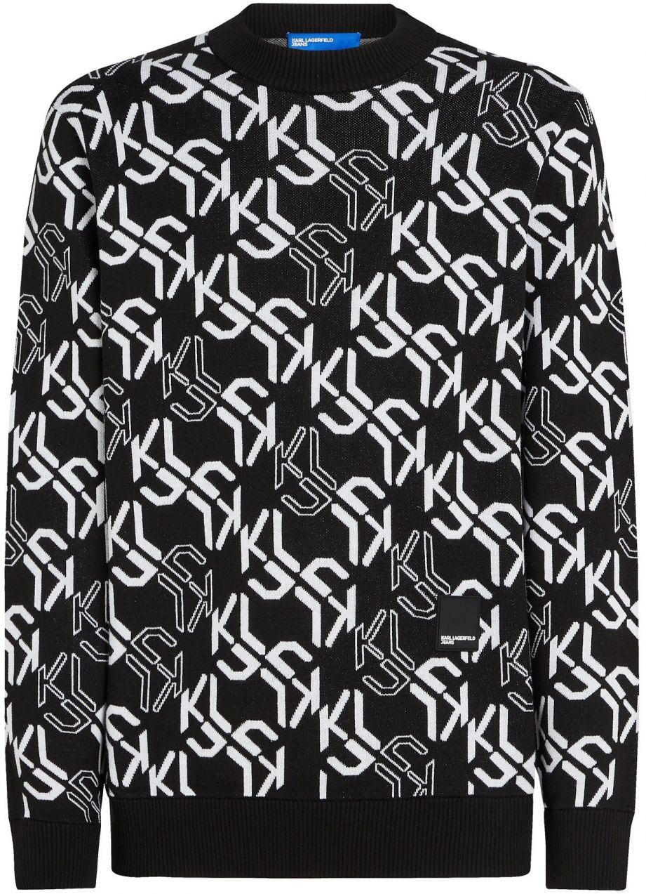 KARL LAGERFELD JEANS Sveter  sivá / čierna / biela