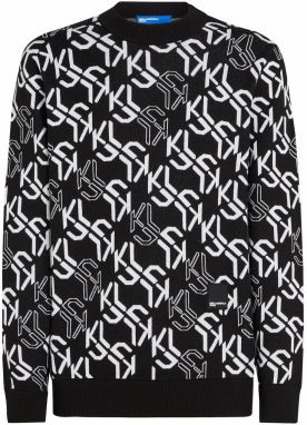 KARL LAGERFELD JEANS Sveter  sivá / čierna / biela