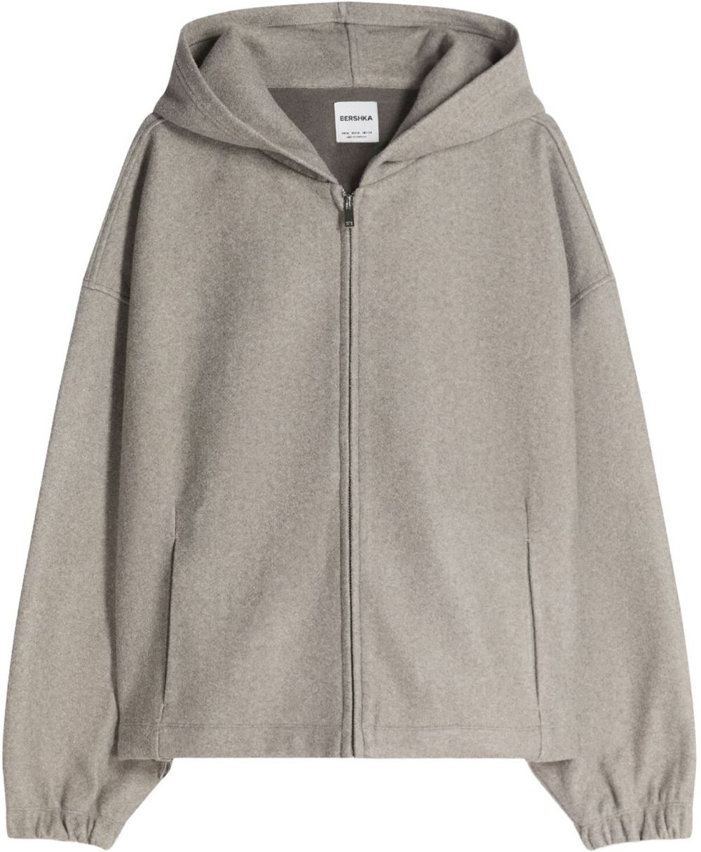 Bershka Tepláková bunda  tmavobéžová