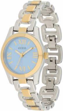 GUESS Analógové hodinky  svetlomodrá / zlatá / strieborná