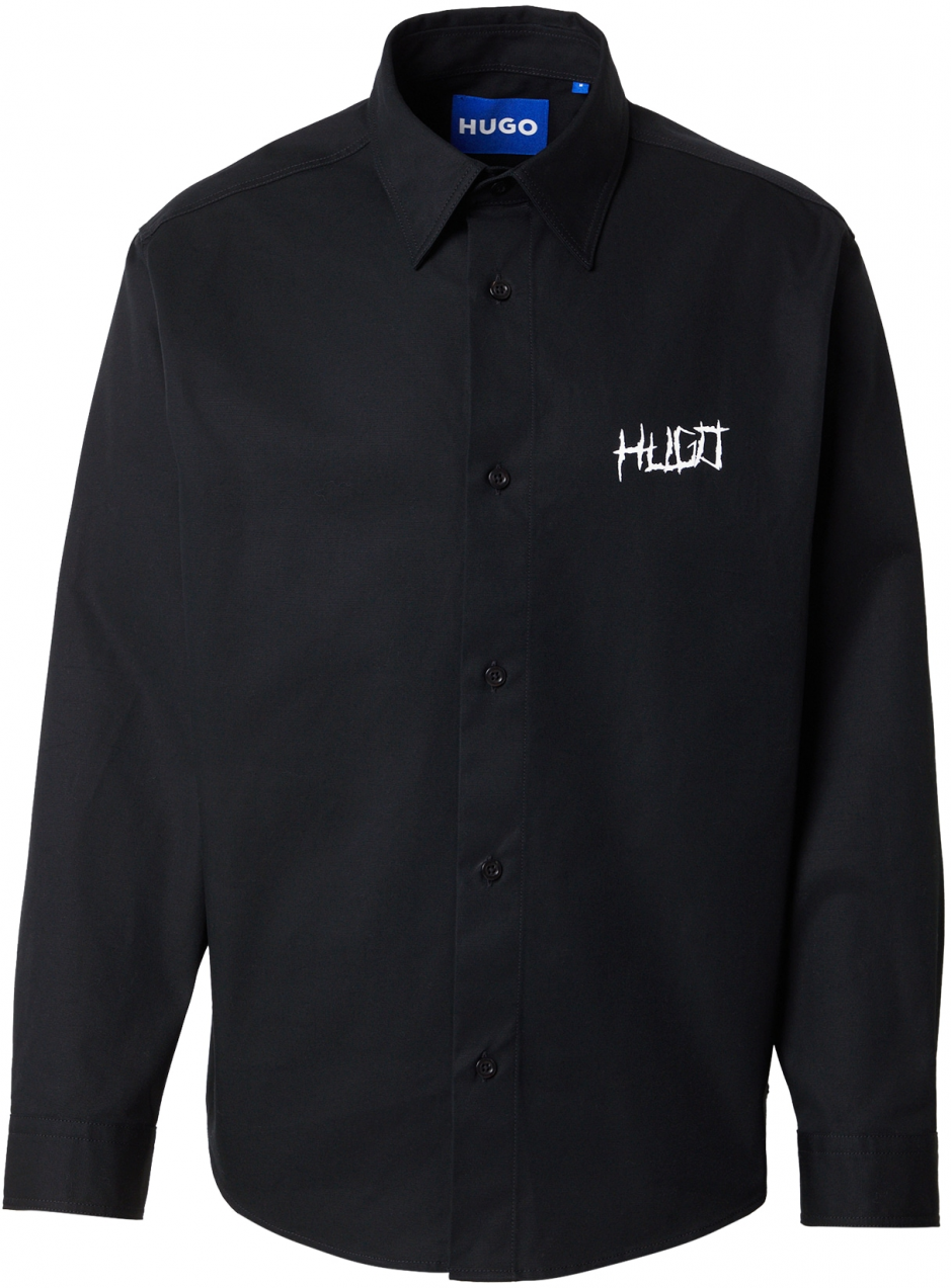 HUGO Košeľa 'Ebolt'  čierna / biela