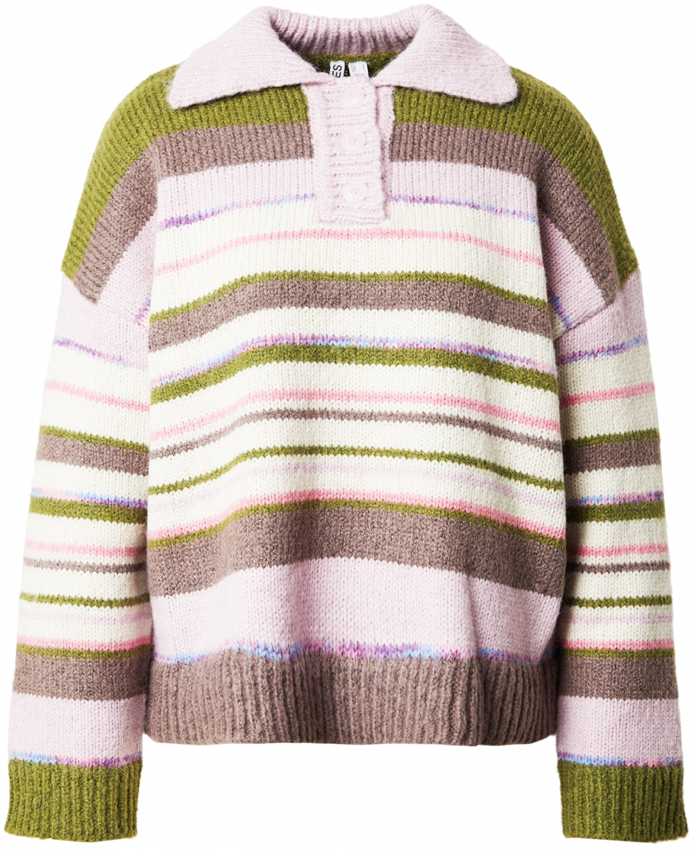 PIECES Sveter 'PCRYE'  čokoládová / olivová / ružová / biela