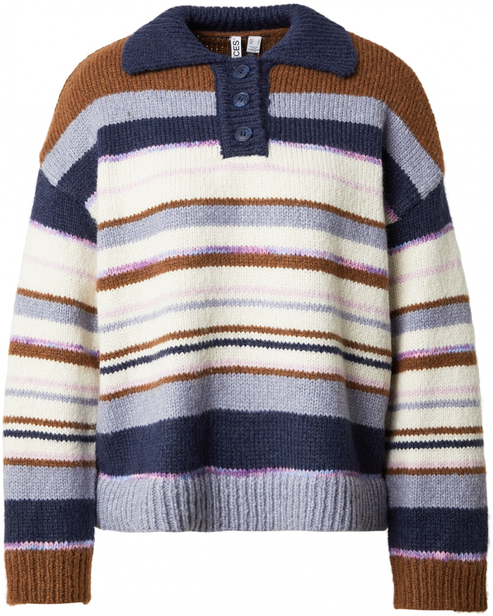 PIECES Sveter 'PCRYE'  indigo / mokka / orgovánová / biela