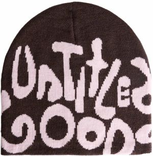 Bershka Čiapky 'UNTITLED GOODS'  tmavohnedá / rosé