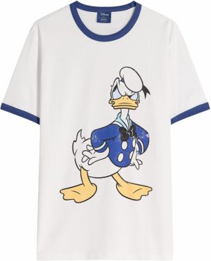 Bershka Tričko 'DONALD DUCK'  modrá / tmavomodrá / žltá / biela
