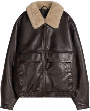 Bershka Prechodná bunda  svetlohnedá / tmavohnedá