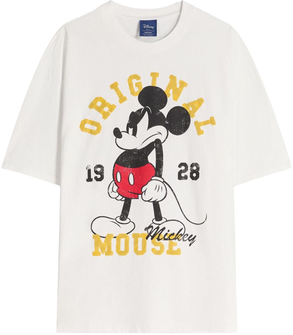 Bershka Tričko 'MC MICKEY'  karí / čierna / biela