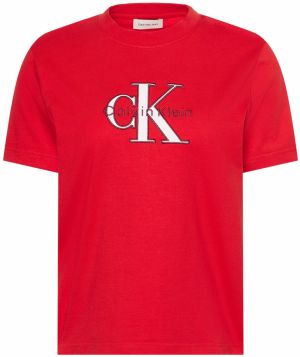 Calvin Klein Jeans Tričko 'HERO CLASSIC'  červená / vínovo červená / biela