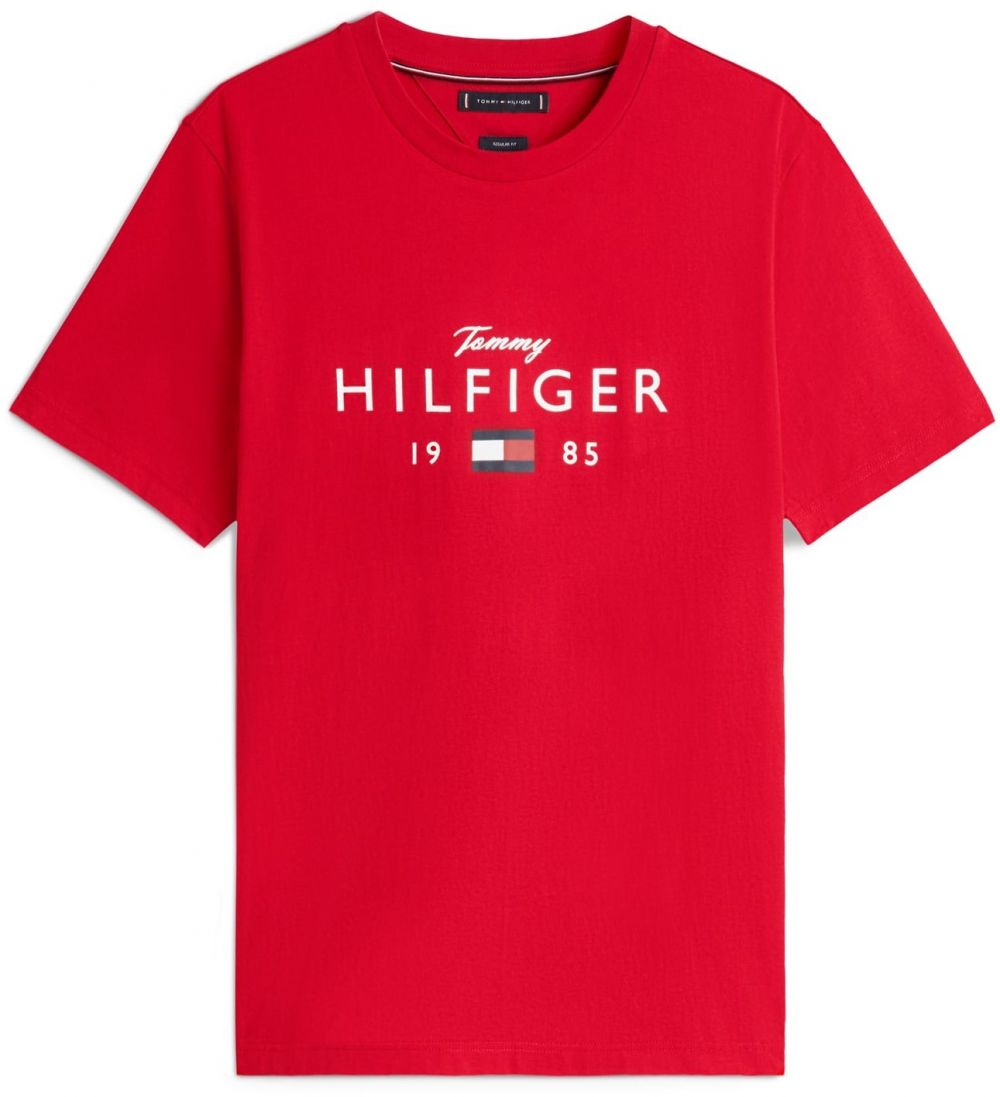 TOMMY HILFIGER Tričko 'BRAND LOVE'  námornícka modrá / červená / biela