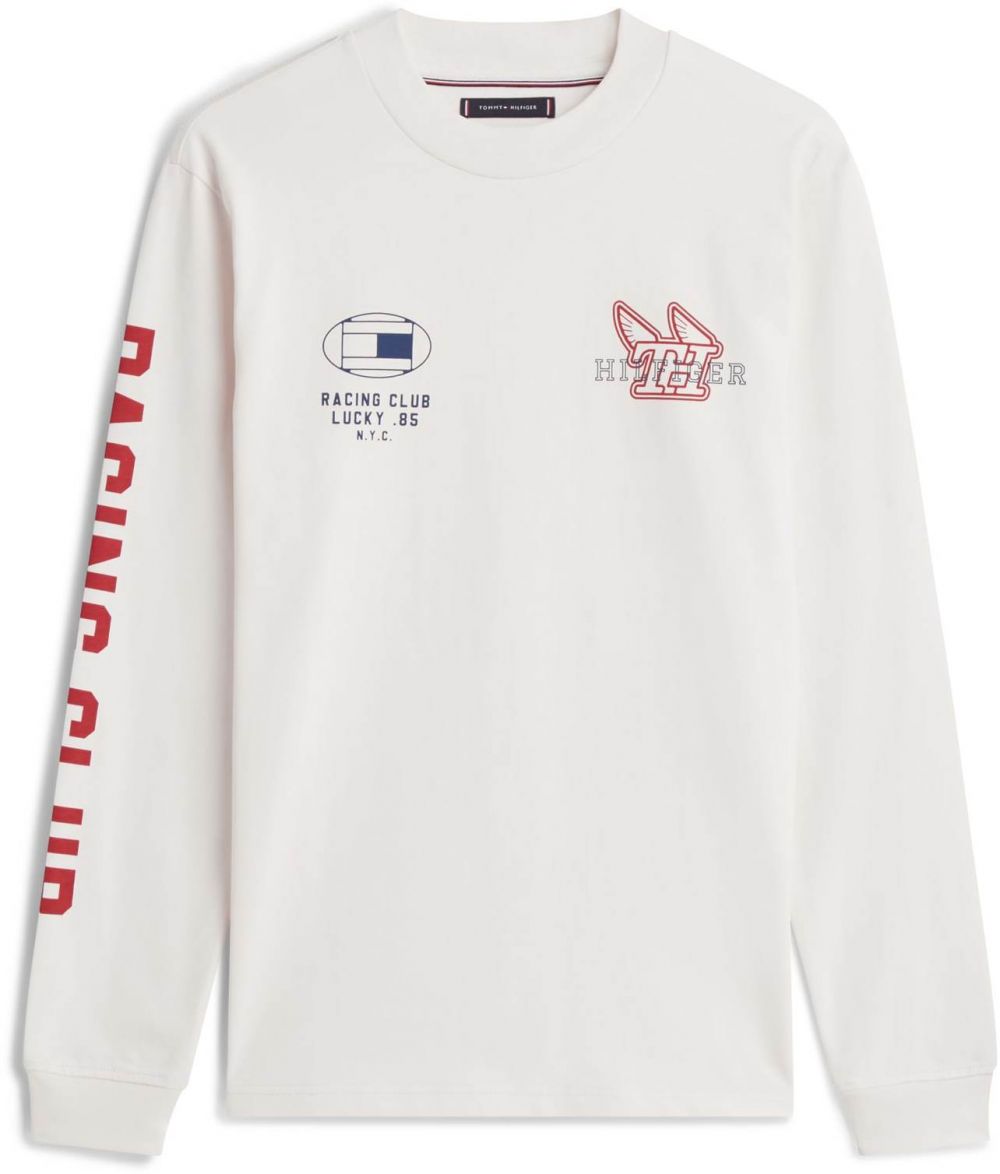 TOMMY HILFIGER Tričko 'MODERN ATHLEISURE'  námornícka modrá / červená / šedobiela