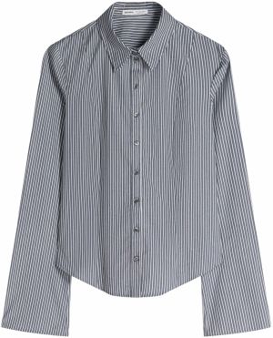 Bershka Blúzka  sivá / biela