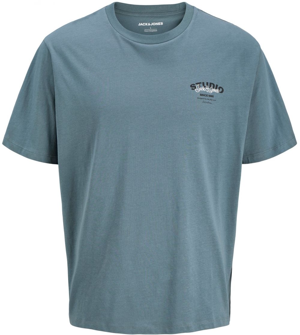Jack & Jones Plus Tričko 'JJYUKI'  modrosivá / čierna / biela