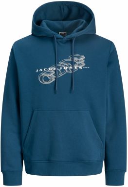 Jack & Jones Plus Mikina 'JCOFUSION'  enciánová / biela