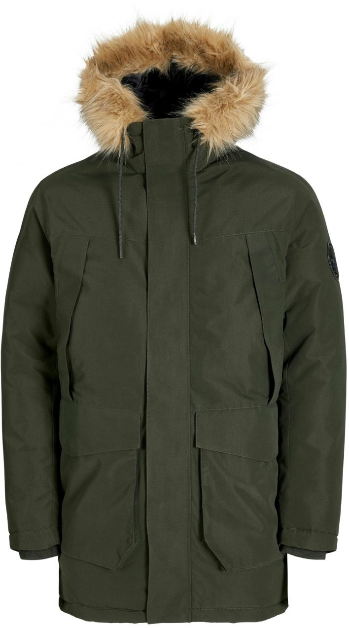 Jack & Jones Plus Prechodná parka 'JJCAMP'  béžová / olivová