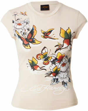 Ed Hardy Tričko  kapučíno / žltá / čierna / biela