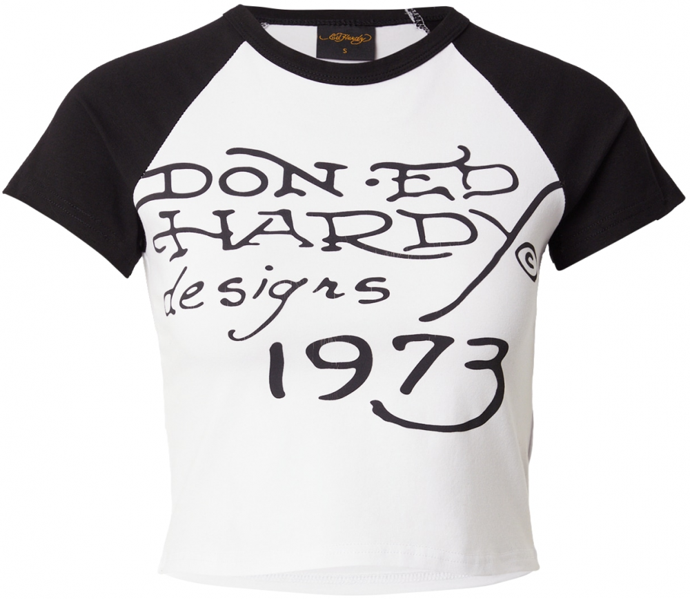 Ed Hardy Tričko  oranžová / tmavočervená / čierna / biela