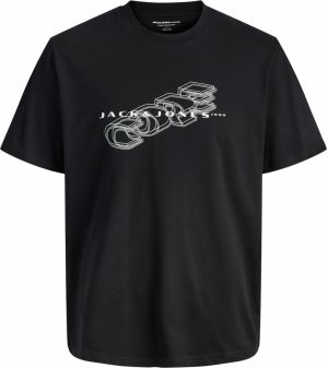 Jack & Jones Plus Tričko 'JCOFUSION'  sivá / čierna / šedobiela