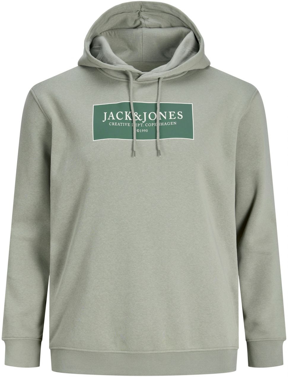 Jack & Jones Plus Mikina 'JORGREENE'  jedľová / pastelovo zelená / biela