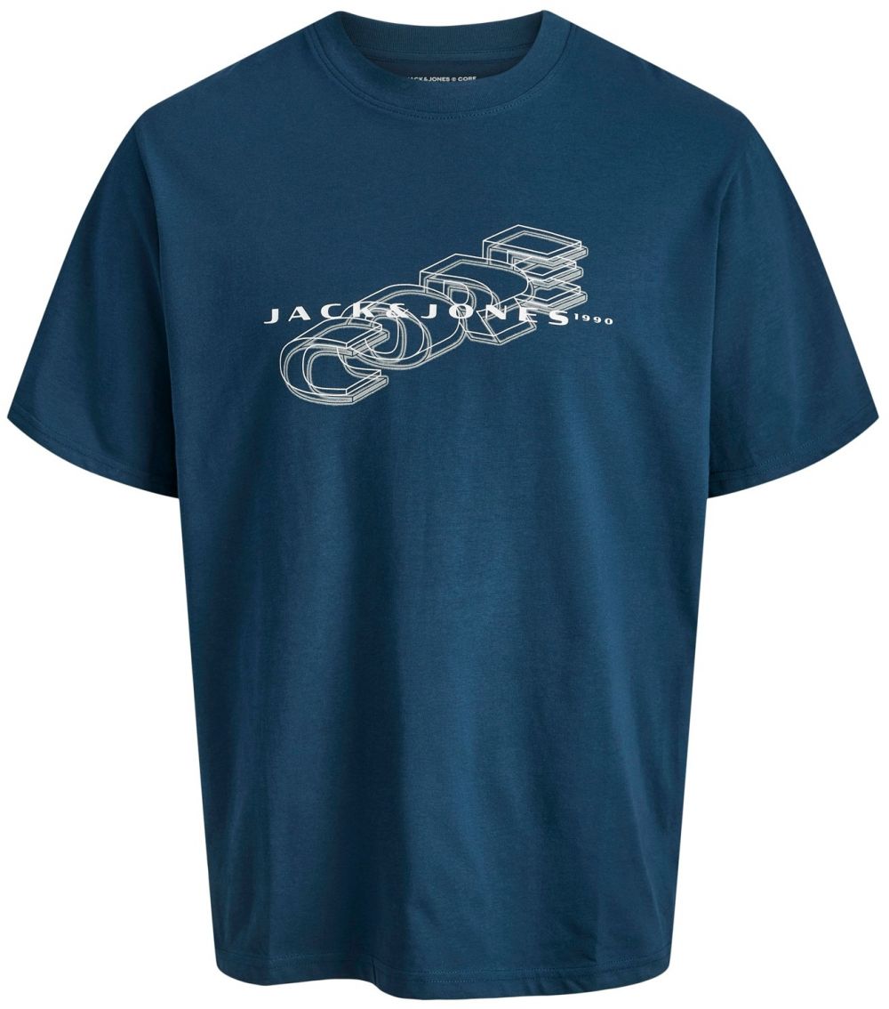 Jack & Jones Plus Tričko 'JCOFUSION'  tmavomodrá / biela