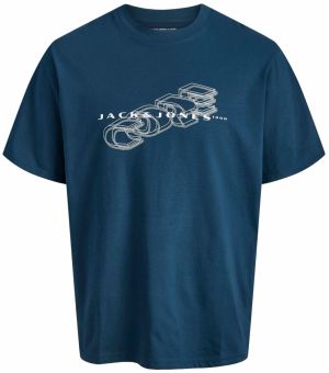Jack & Jones Plus Tričko 'JCOFUSION'  tmavomodrá / biela