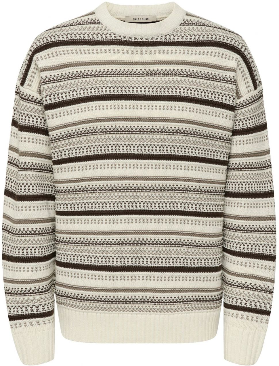 Only & Sons Sveter 'ONSROY'  krémová / hnedá / svetlohnedá