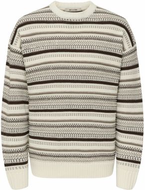 Only & Sons Sveter 'ONSROY'  krémová / hnedá / svetlohnedá