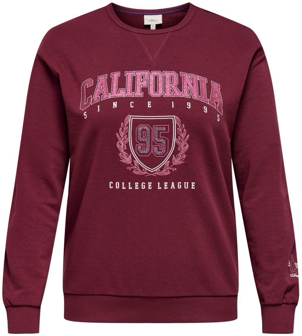 ONLY Carmakoma Mikina 'CARBEN'  ružová / tmavočervená / biela