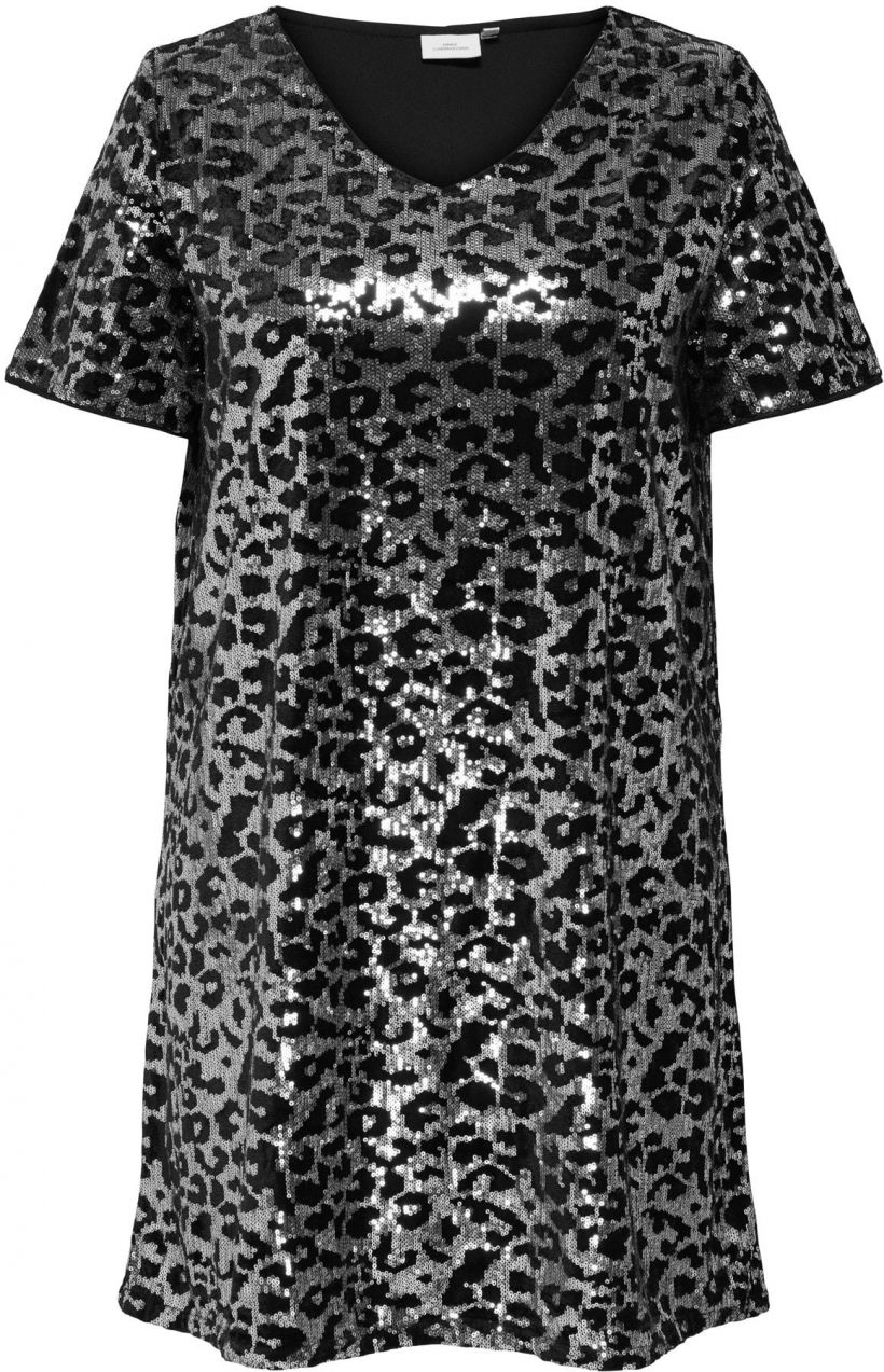 ONLY Carmakoma Kokteilové šaty 'CARLEONORA'  čierna / strieborná