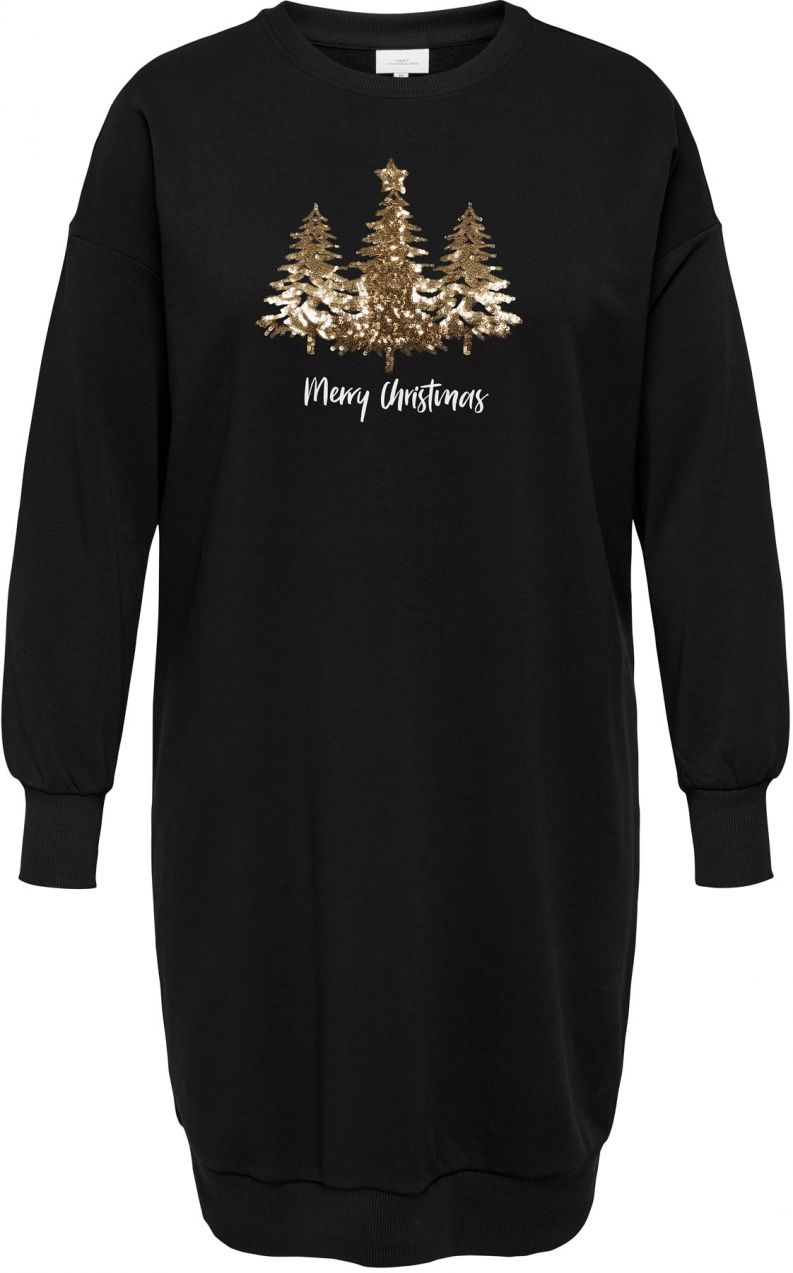 ONLY Carmakoma Šaty 'CARSANTA XMAS'  zlatá / čierna / biela
