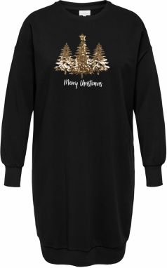 ONLY Carmakoma Šaty 'CARSANTA XMAS'  zlatá / čierna / biela
