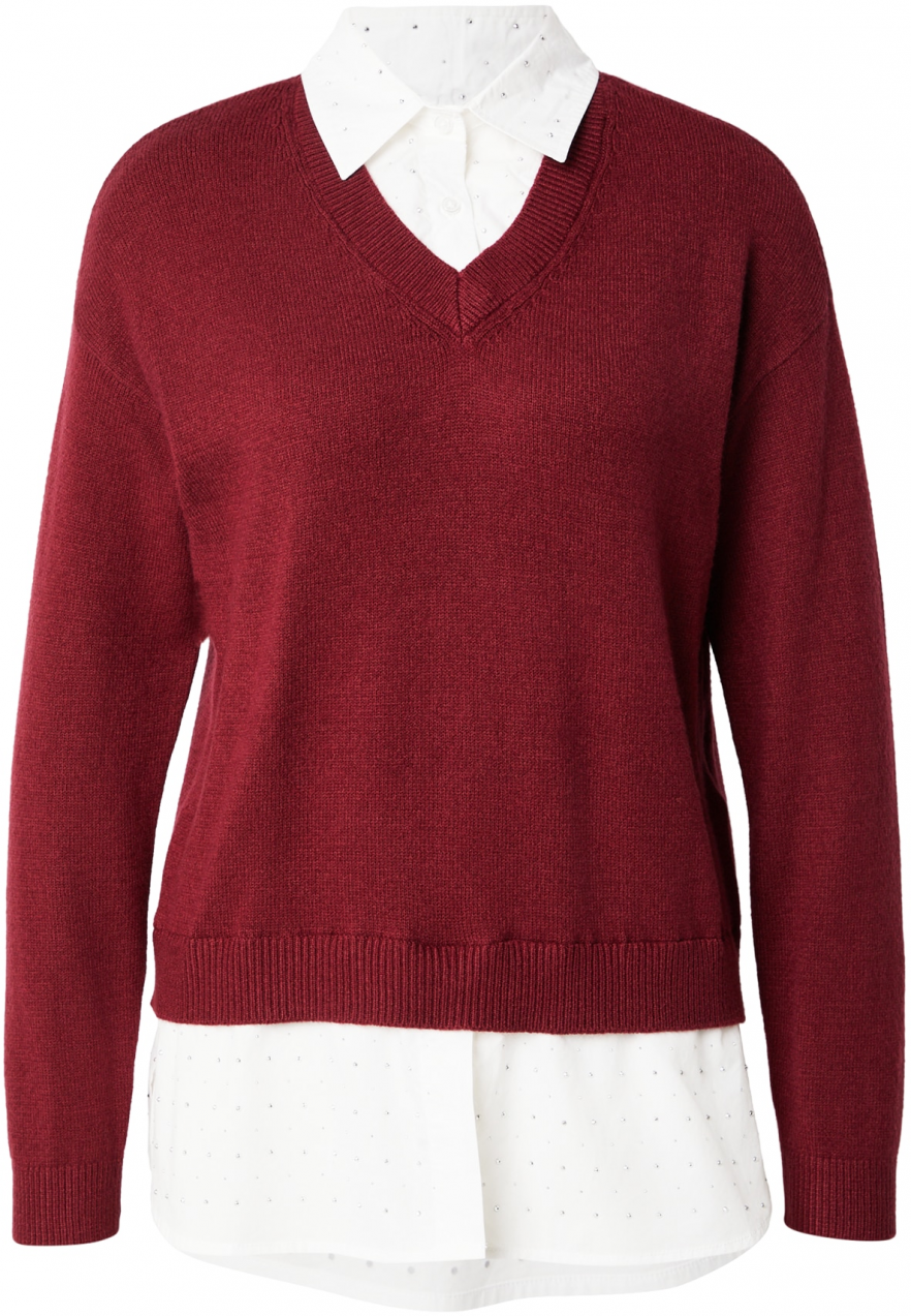 ONLY Sveter  vínovo červená / biela