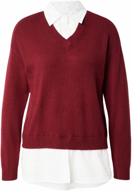 ONLY Sveter  vínovo červená / biela