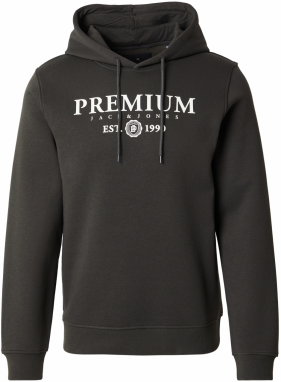 Jack & Jones Premium Mikina 'JPRBLACHARLES'  tmavozelená / biela