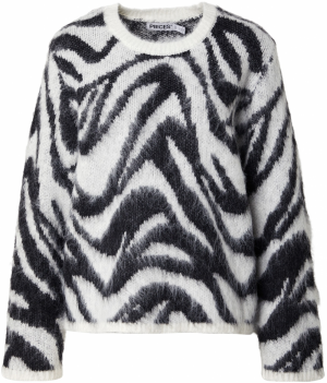 PIECES Sveter 'PCMYNTHE'  čierna / biela