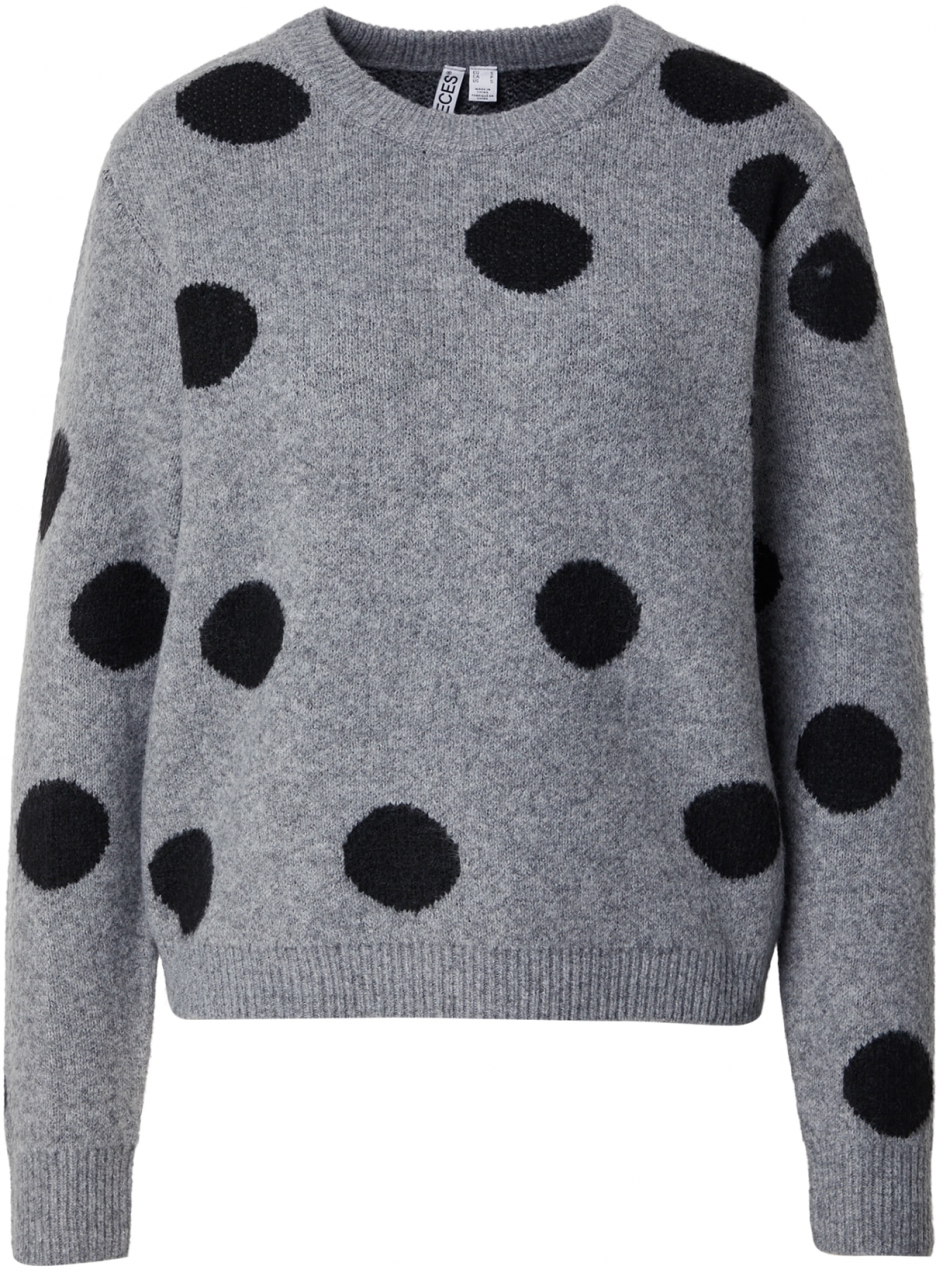 PIECES Sveter 'PCOSLA'  sivá / čierna