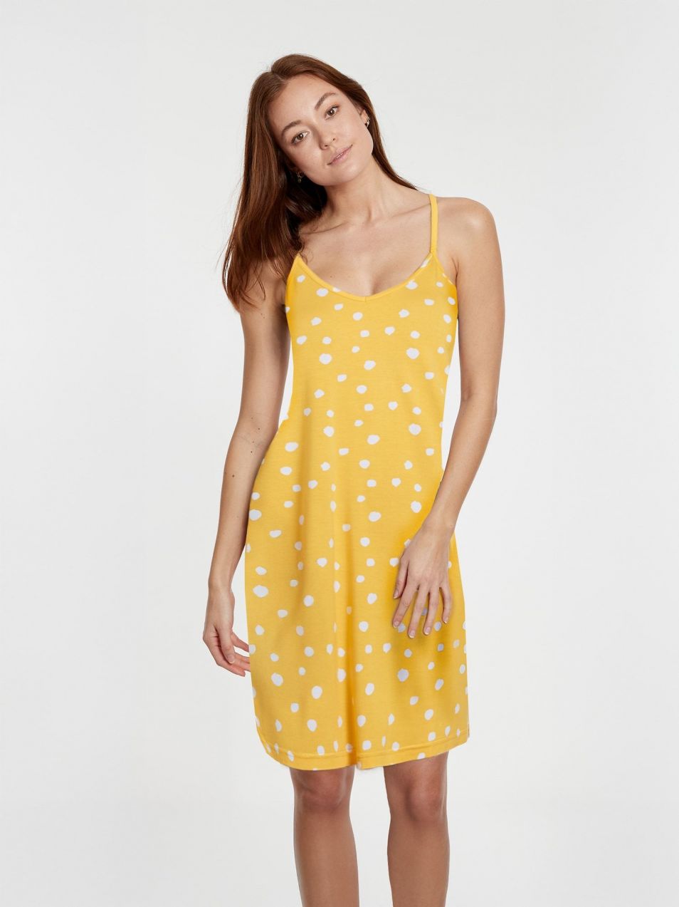 VIVID Letné šaty  horčicová / biela