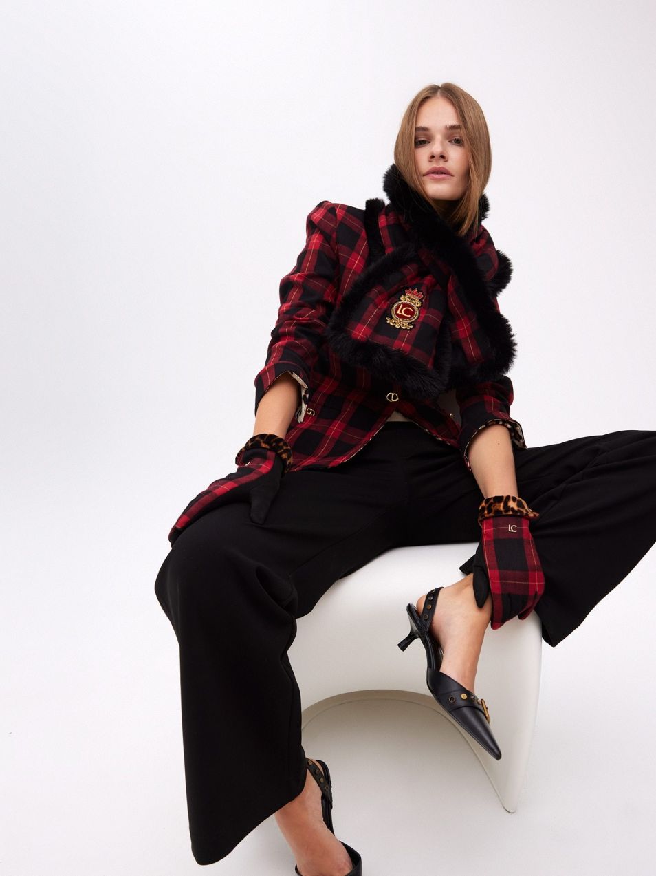 Lola Casademunt Prstové rukavice  hnedá / červená / čierna