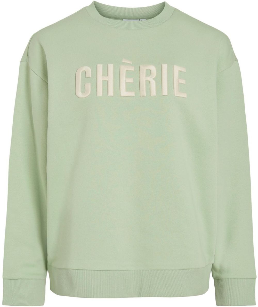 VILA Mikina 'VITASSE'  krémová / svetlozelená