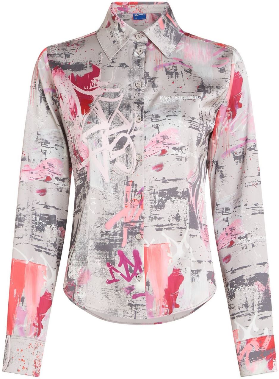 KARL LAGERFELD JEANS Blúzka  sivá / čadičová / ružová